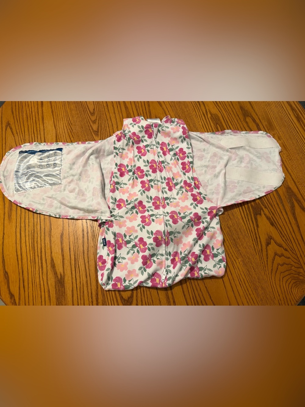 HALO SleepSack Swaddle Newborn 0-3M Pink Floral Cotton Wearable Blanket - Picture 2 of 4